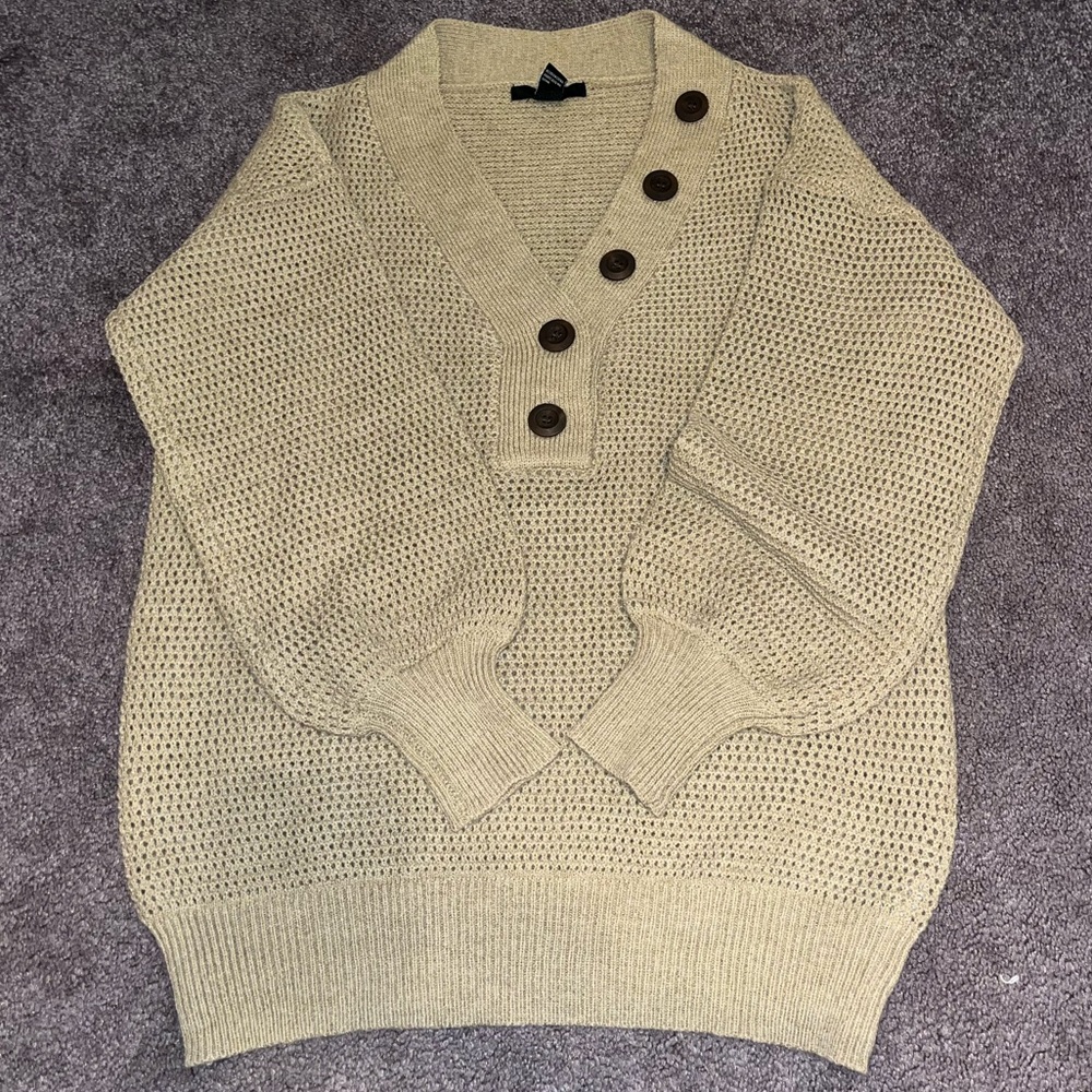 Open Knit Buttoned Sweater